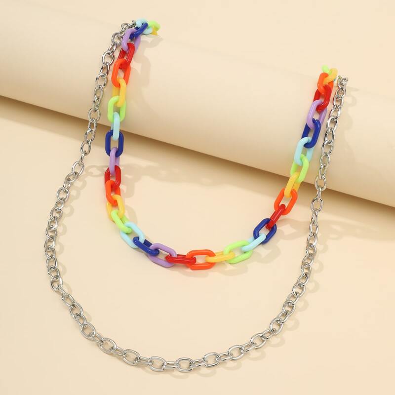 

Colorful Layered Pants Chain, Multicolor