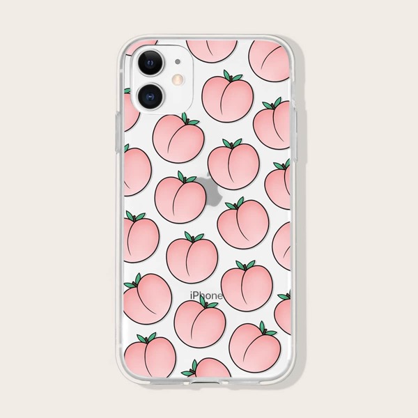 

Peach Print Clear iPhone Case, Pink clear