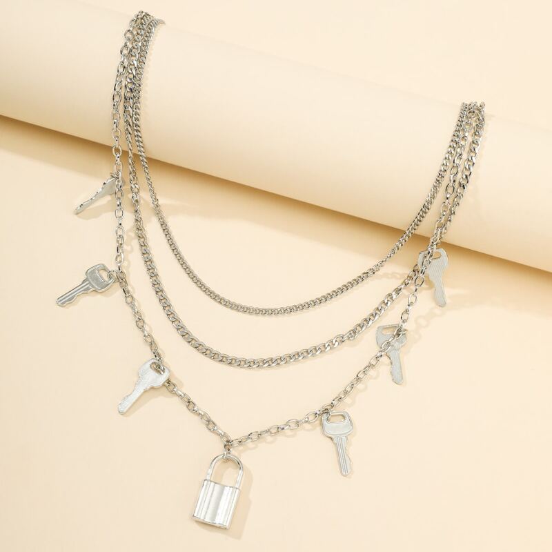 

Lock & Key Decor Pants Chain, Silver