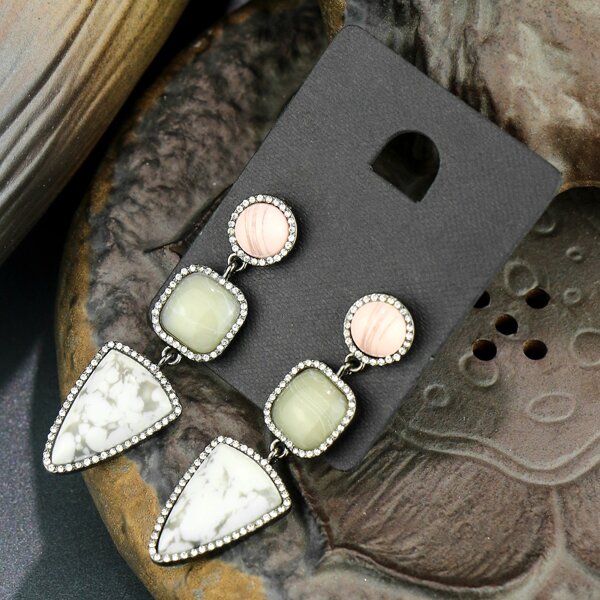 

Rhinestone Decor Stone Drop Earrings, Multicolor