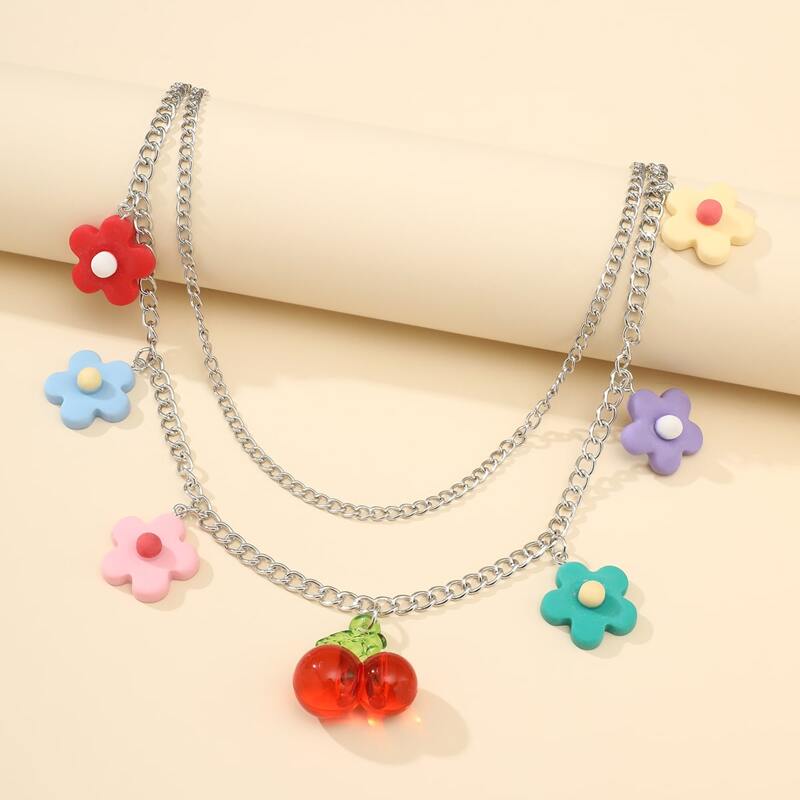 

Floral & Cherry Decor Pants Chain, Multicolor
