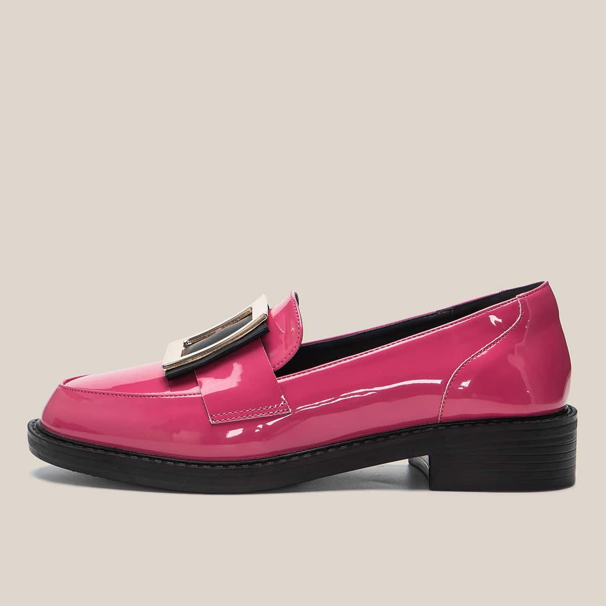 

Square Metal Decor Loafers, Hot pink