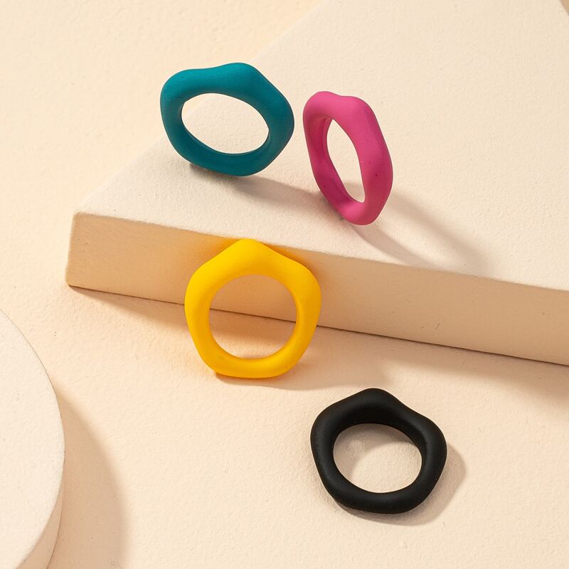 

4pcs Solid Ring, Multicolor