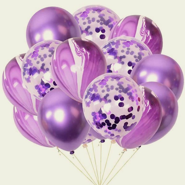 

30pcs Sequin Balloon Set, Purple
