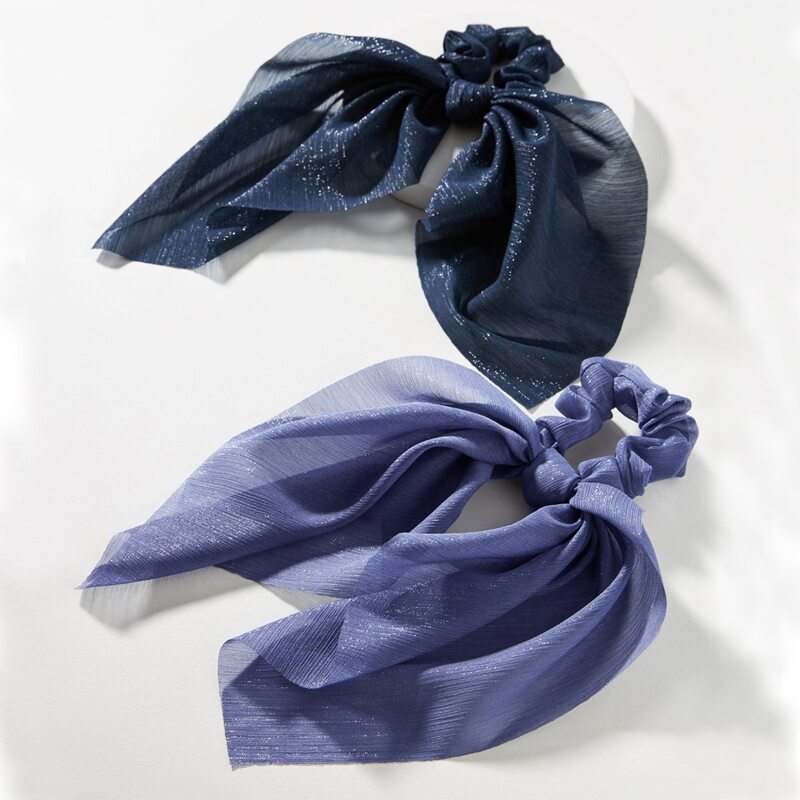 

2pcs Bow Knot Decor Scrunchie Scarf, Multicolor