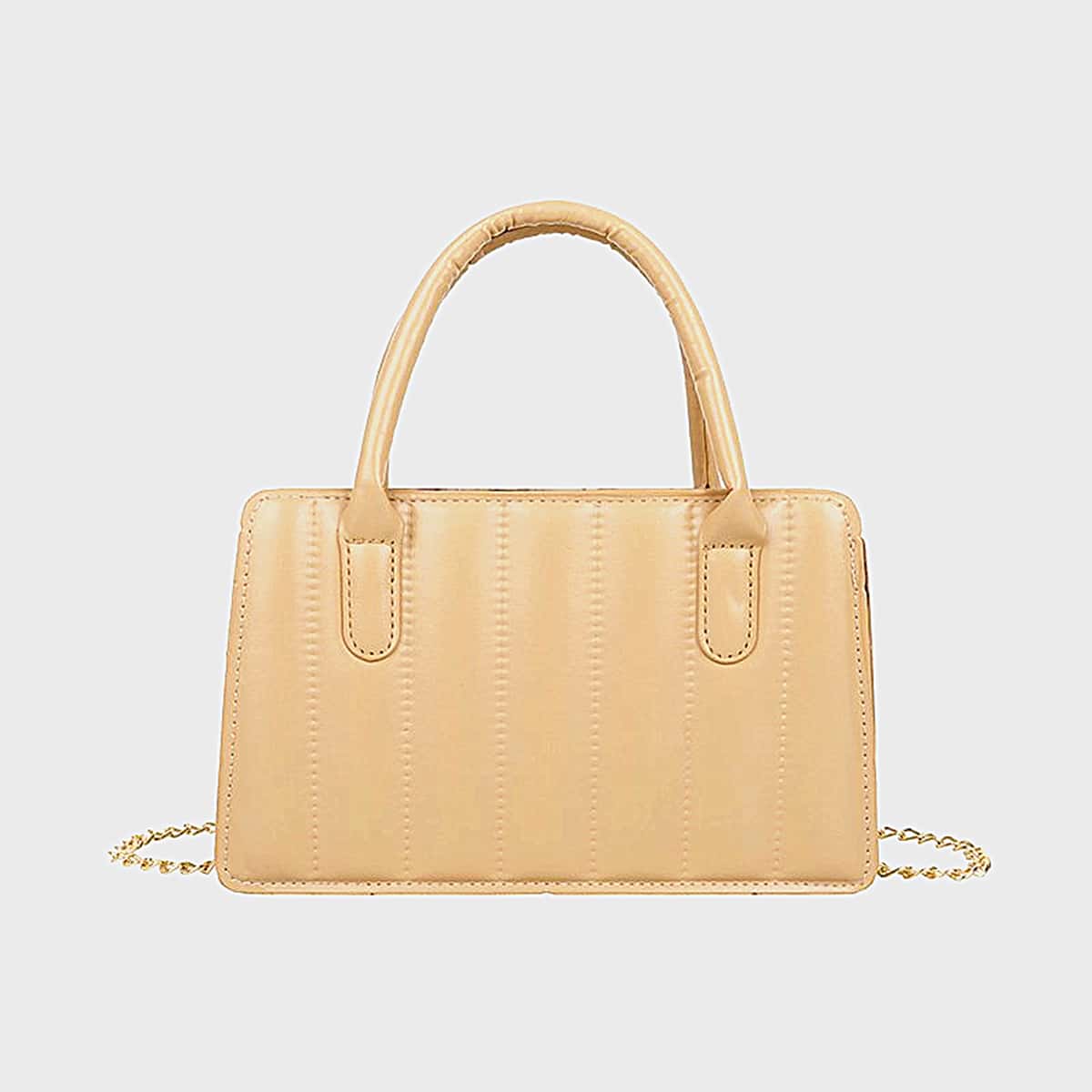 

Solid Chain Satchel Bag, Khaki
