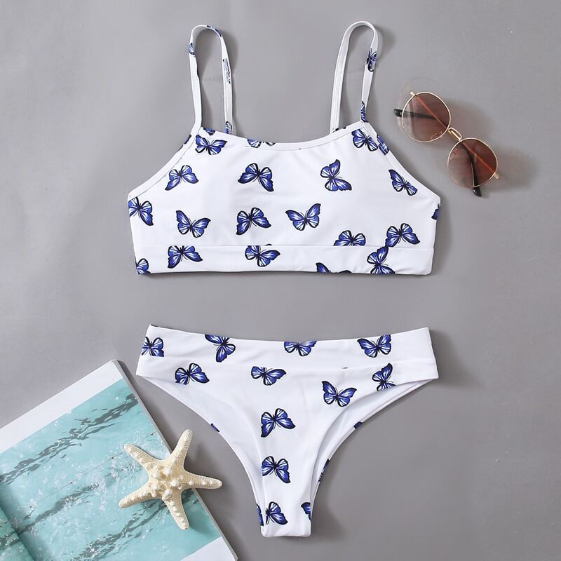 

Butterfly Graphic Bikini Swimsuit, White