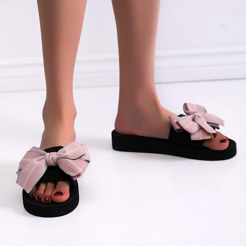 

Bow Decor Slides, Pink