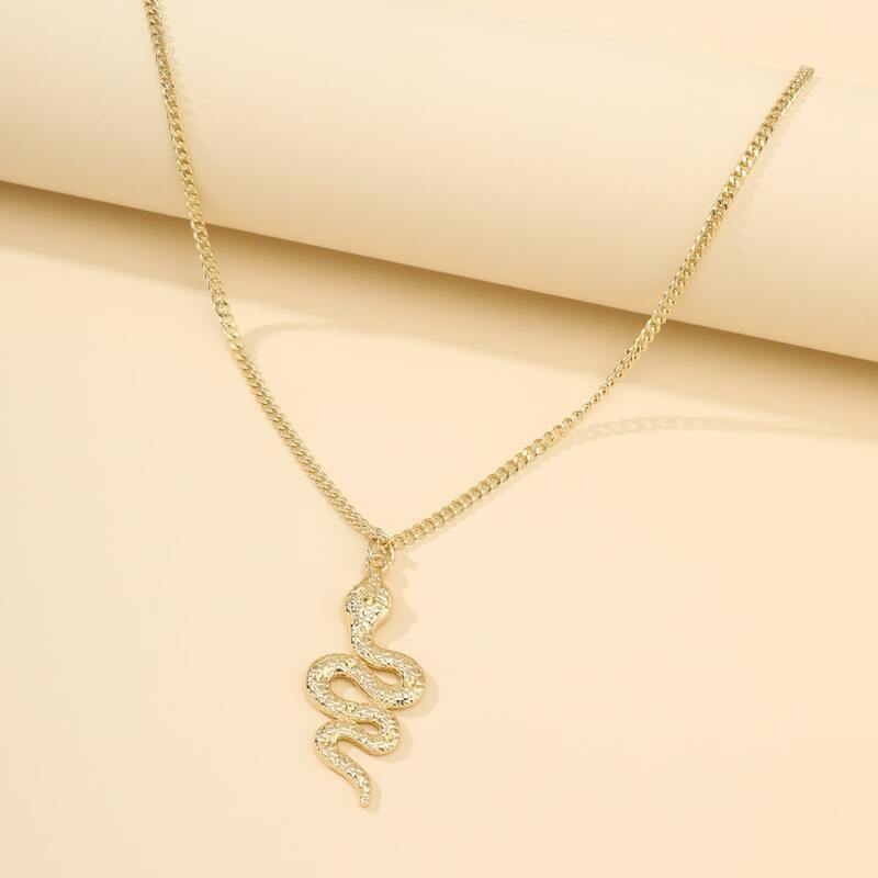 

Snake Pendant Necklace, Gold