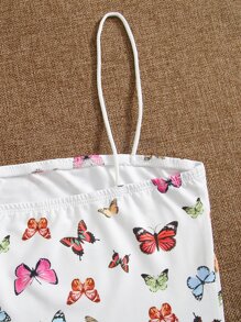 SHEIN EZwear Top de tirantes con estampado de mariposa - Blanco - Ver 4
