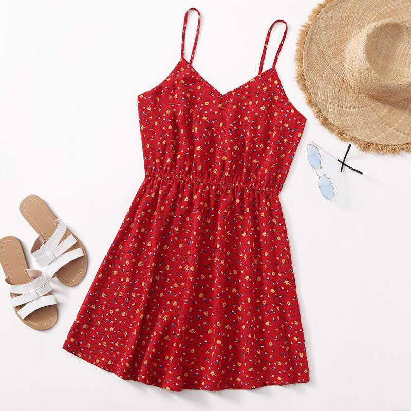 

Ditsy Floral Cami Dress, Burgundy