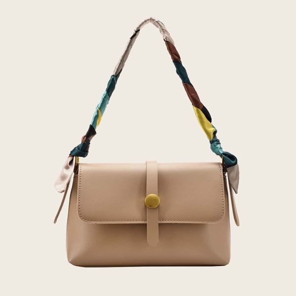 

Twilly Scarf Decor Shoulder Bag, Khaki