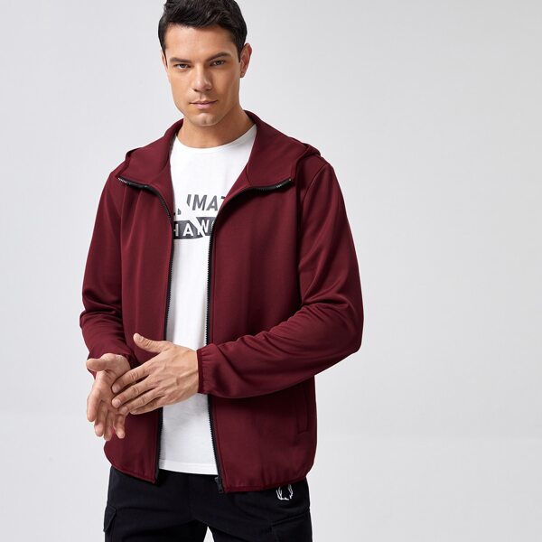 

Men Zip Up Hooded Jacket, Burgundy