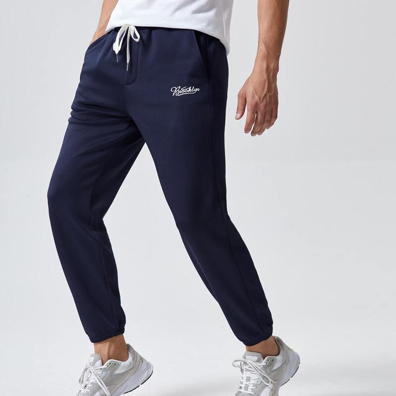 

Guys Drawstring Waist Letter Graphic Sweatpants, Navy blue
