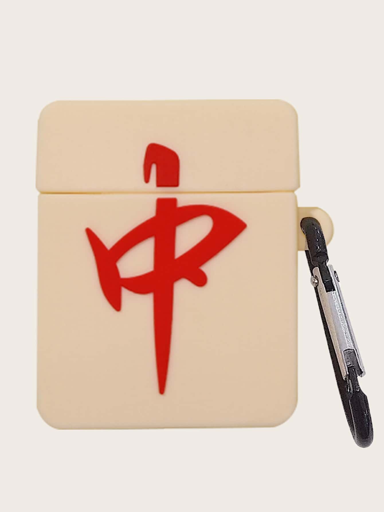 Mahjong Design Silicone Airpods Case - Beige - View 1