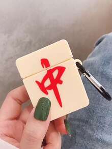 Mahjong Design Silicone Airpods Case - Beige - View 2