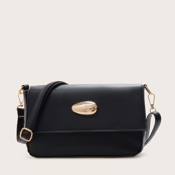 

Metal Decor Crossbody Bag, Black