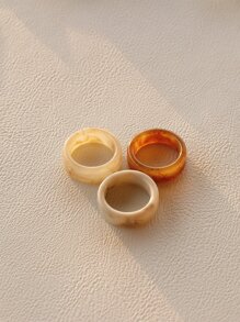 3入組樹脂戒指 - 彩色 - 查看 3