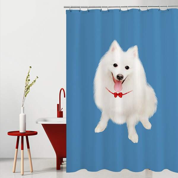 

Dog Print Shower Curtain, Blue