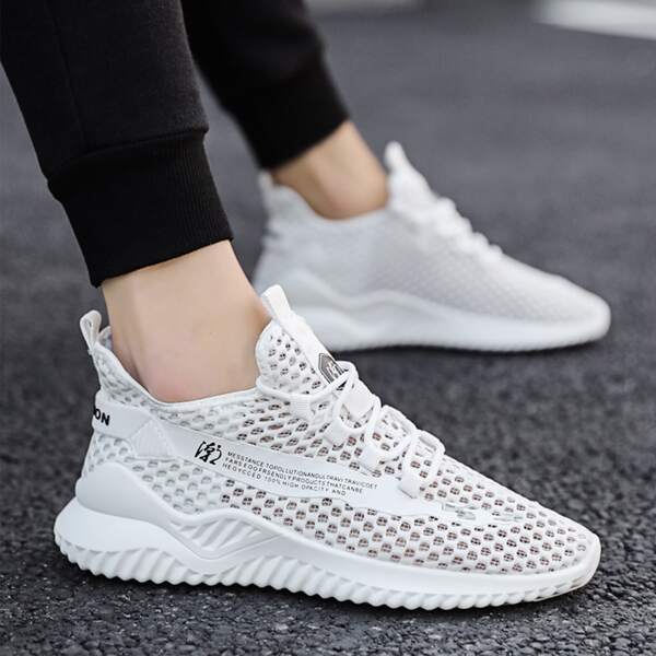 

Men Lace-up Decor Sneakers, White