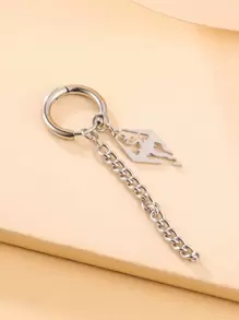 1pc Men Chain Decor Drop Earring - Silver - View 1