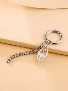 1pc Men Chain Decor Drop Earring - Silver - View 2