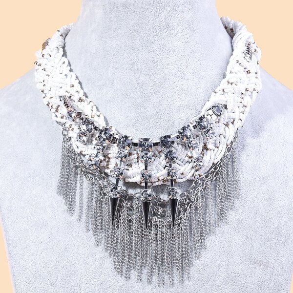 

Bead Decor Chain Charm Necklace, White