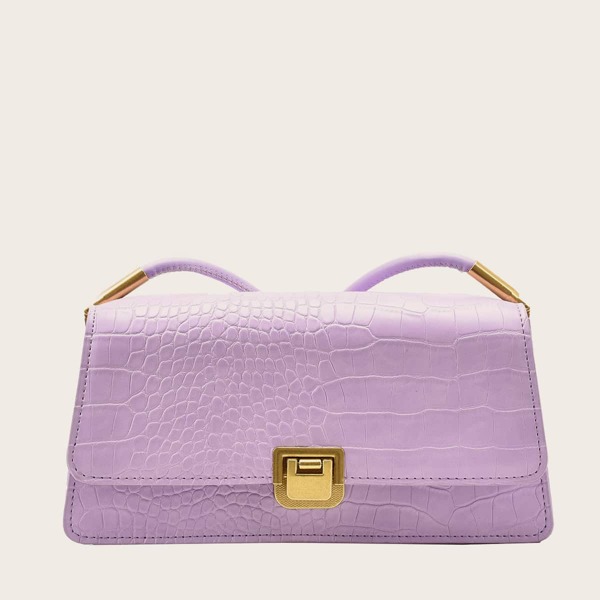

Croc Embossed Shoulder Bag, Purple