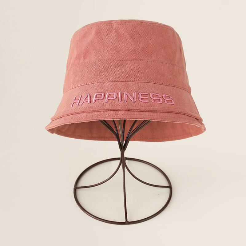 

Letter Embroidery Bucket Hat, Coral pink