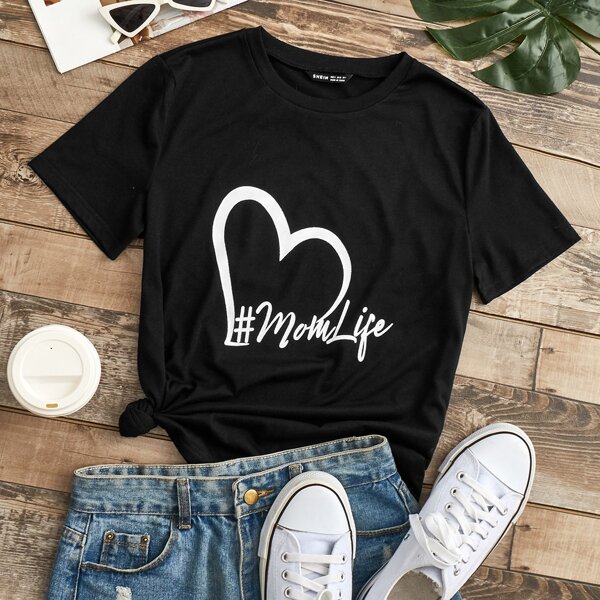 

Letter Graphic Short Sleeve Tee, Black