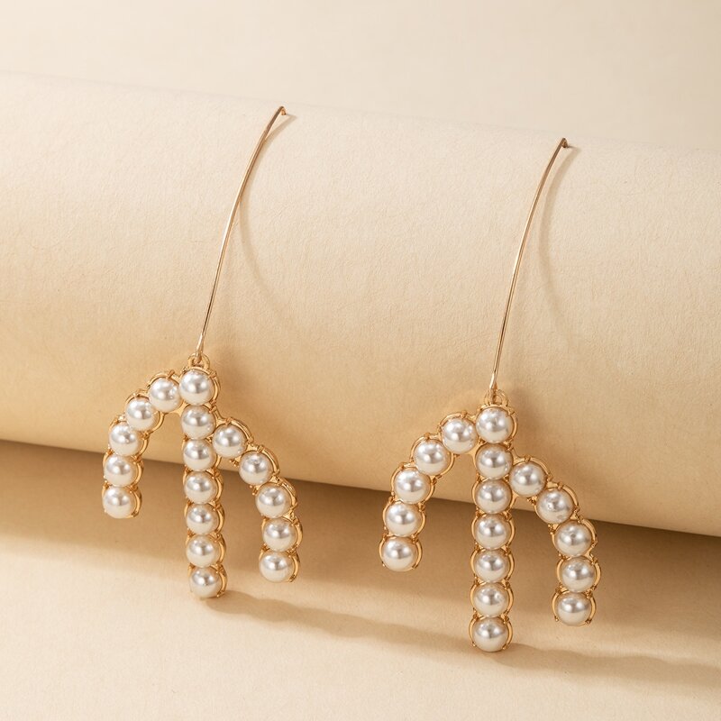 

Faux Pearl Cactus Drop Earrings, Gold