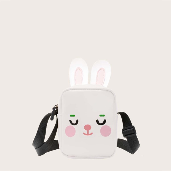 

Girls Cartoon Design Crossbody Bag, White