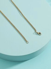 時尚流行男士不銹鋼項鍊，適合珠寶禮物和時尚外觀 - 金黃色 - 查看 3