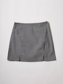 Chiquease m形開衩下擺格紋半身裙 - 彩色 - 查看 3