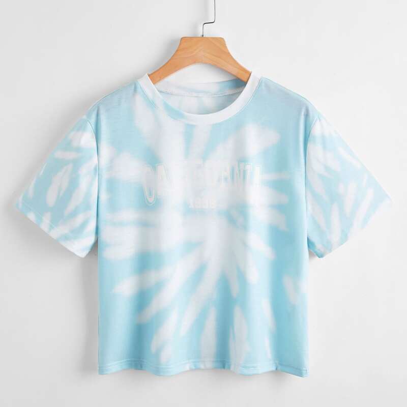 

Letter Tie Dye Tee, Blue and white