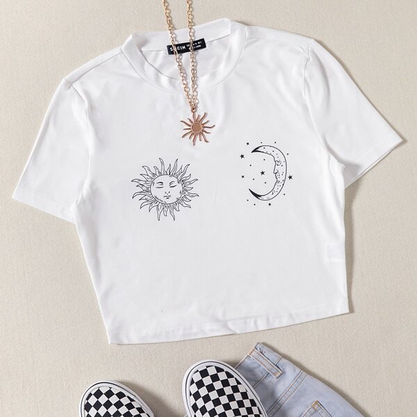 

Galaxy Print Crop Top, White