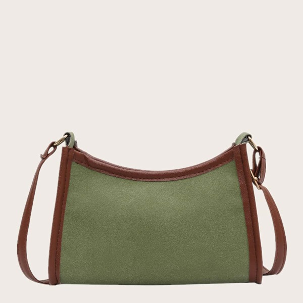

Contrast Piping Crossbody Bag, Green