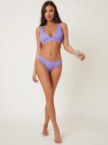 SHEIN v領比基尼泳裝上衣 - 紫丁香色 - 查看 4