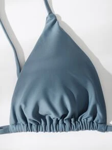 Swim Basics Summer Beach 3packs Triangle Tie Side Bikini Set - Dusty Blue - View 4