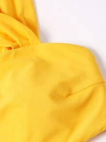 Cut-Out Waist One Piece Swimsuit, For Summer Beach Vacation - Yellow - View 4