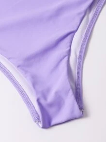 Cut-Out Waist One Piece Swimsuit, For Summer Beach Vacation - Mauve Purple - View 5