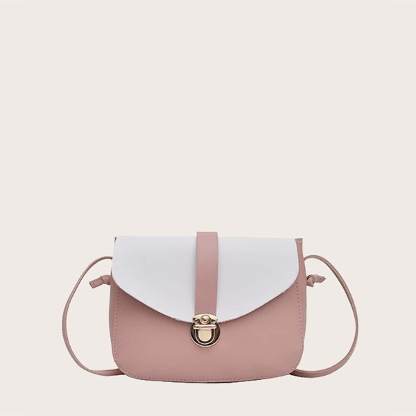 

Girls Push Lock Two Tone Crossbody Bag, Pink