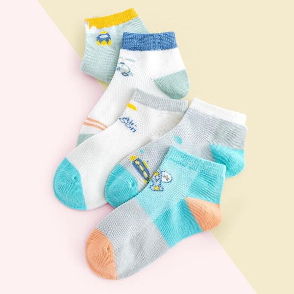 

5pairs Baby Color Block Socks, Multicolor