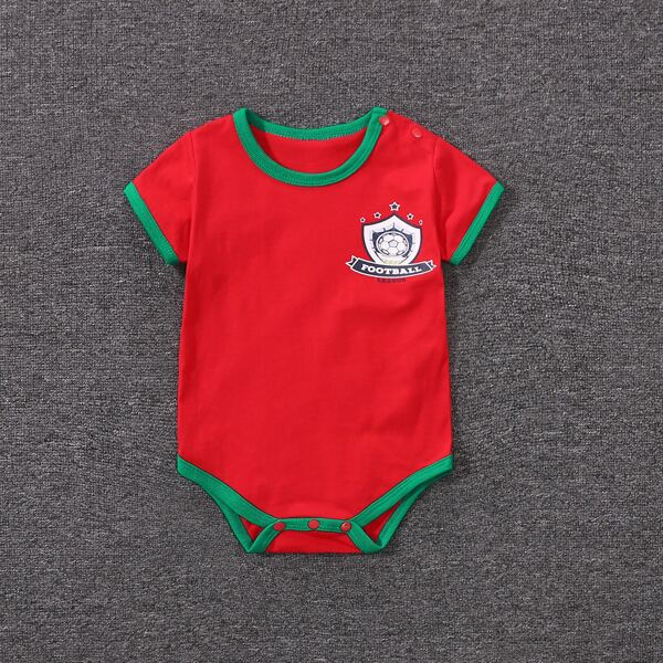 

Baby Unisex Contrast Binding Letter & Badge Print Bodysuit, Red