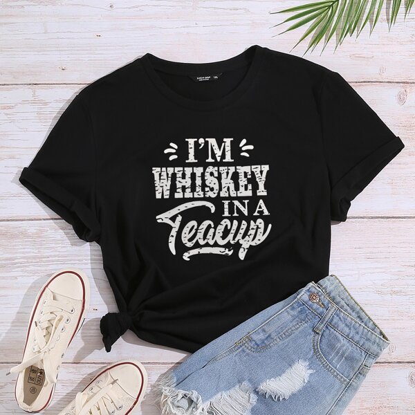 

Plus Slogan Graphic Tee, Black