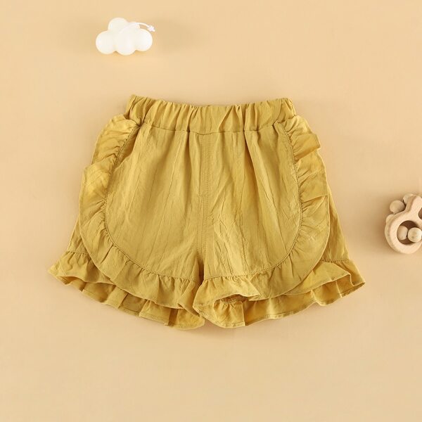 

Toddler Girls Solid Ruffle Trim Shorts, Yellow