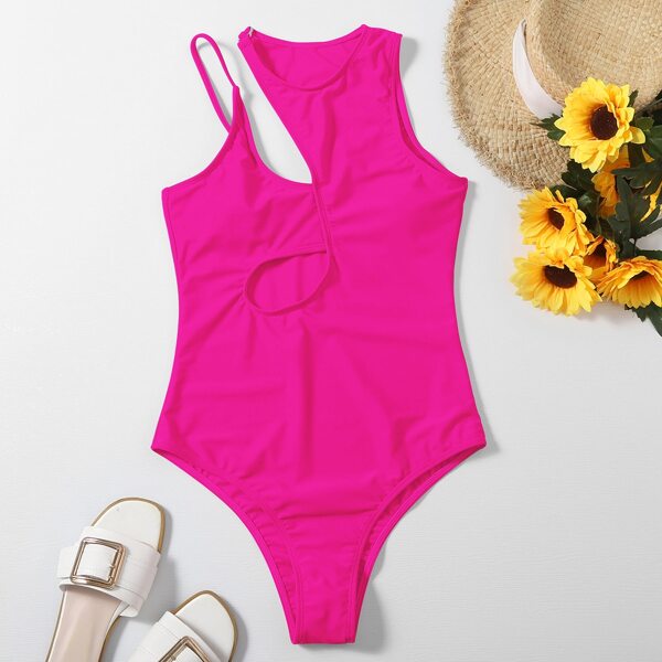 

Cut Out One Piece Swimsuit, Hot pink