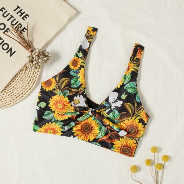 

Sunflower Random Print Bikini Top, Multicolor