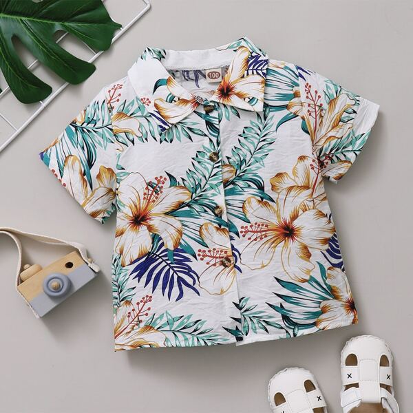 

Toddler Boys Floral And Tropical Print Shirt, Multicolor