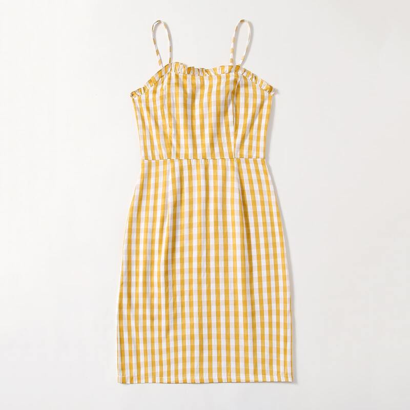 

Plaid Cami Dress, Yellow